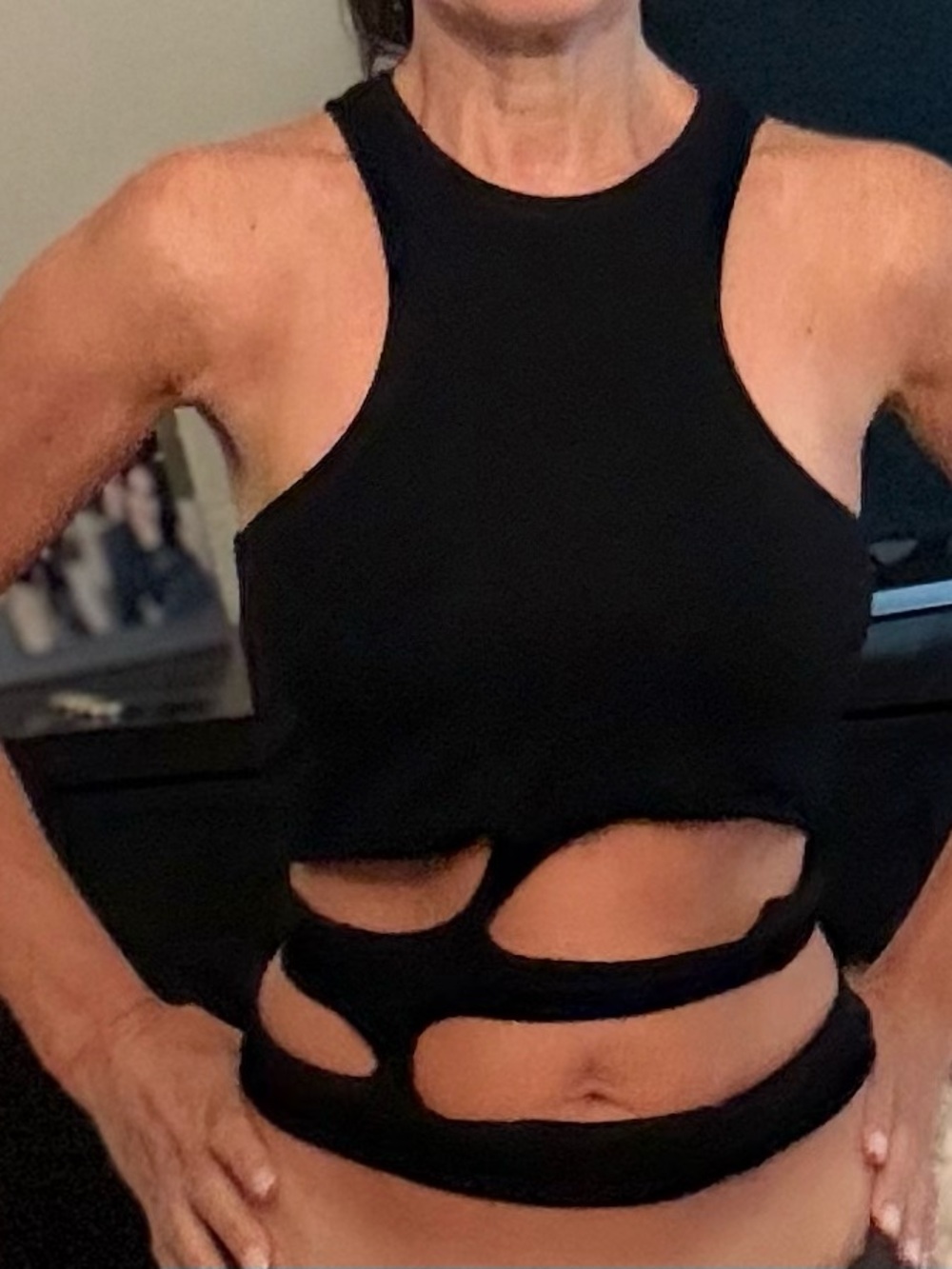 Superdown Black Cutout Racerback Crop Top -